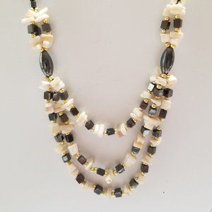 Hemitite & MOP (like) 3 Strand Necklace
